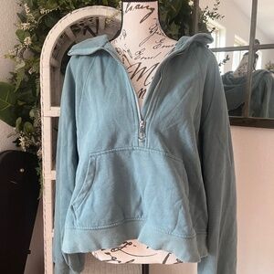 Sage green cropped half zip